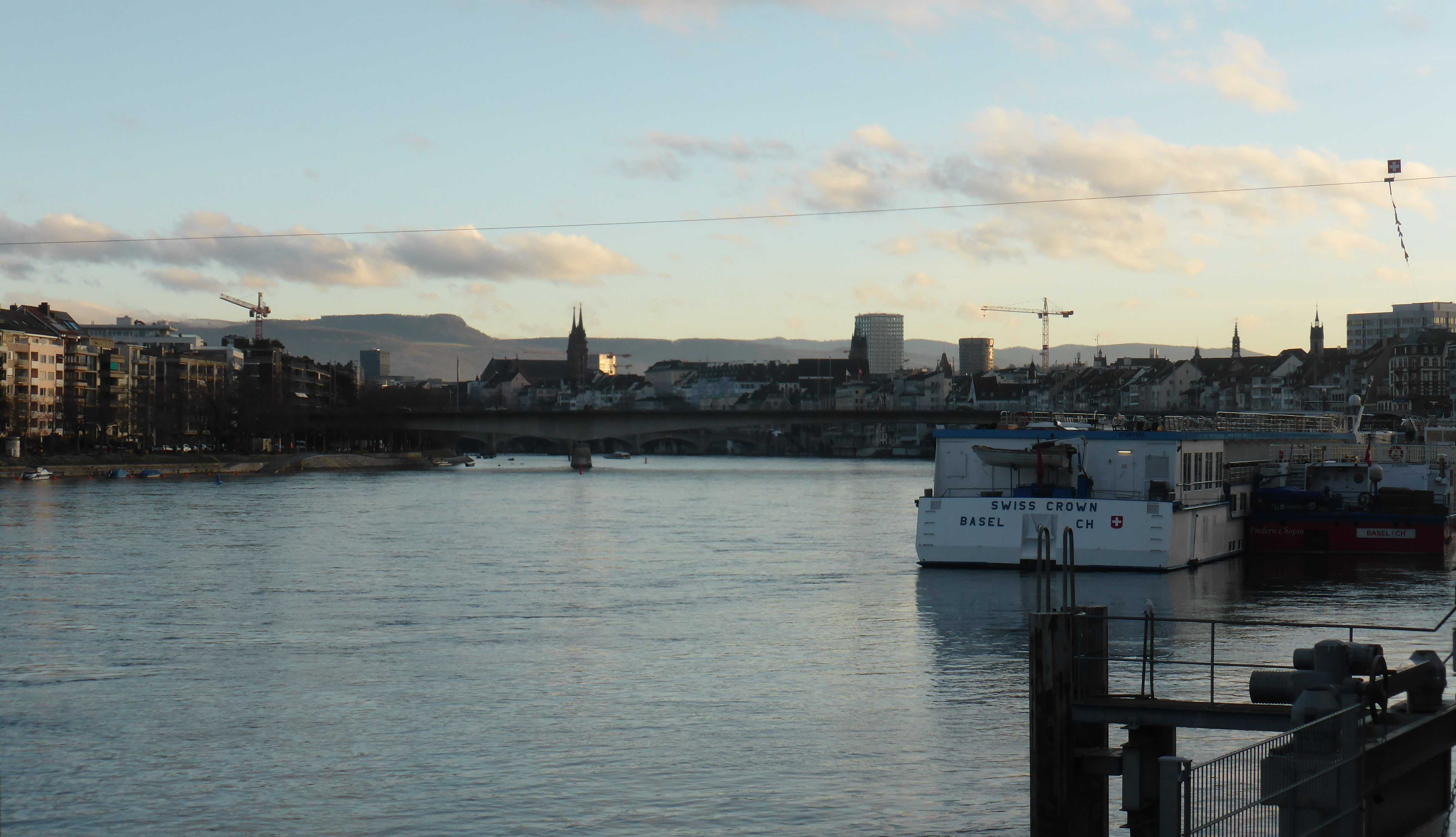 View of Basel from the bank of the Rhine river