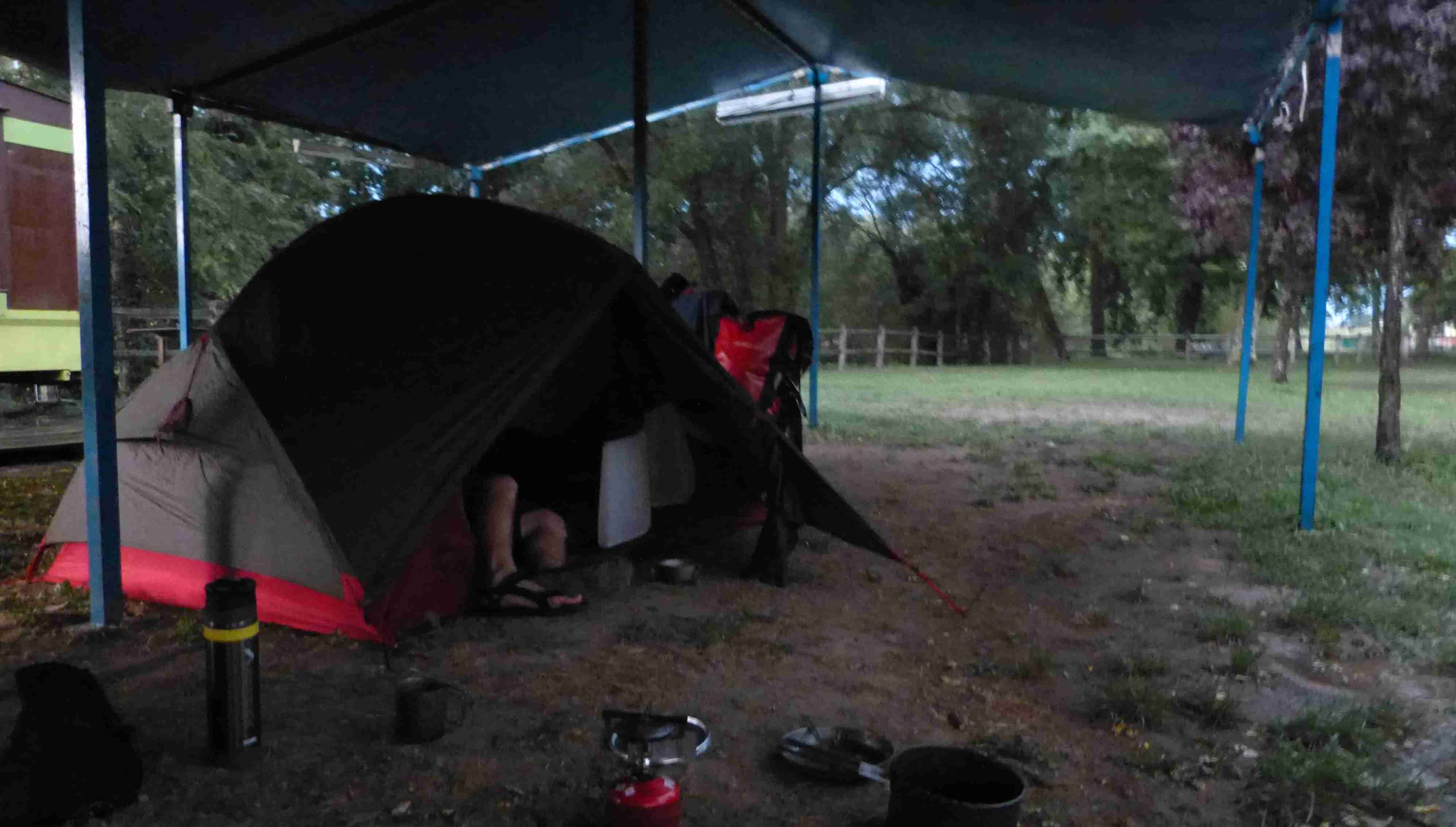 Saved by a kind campsite owner, during a miserable rainy evening