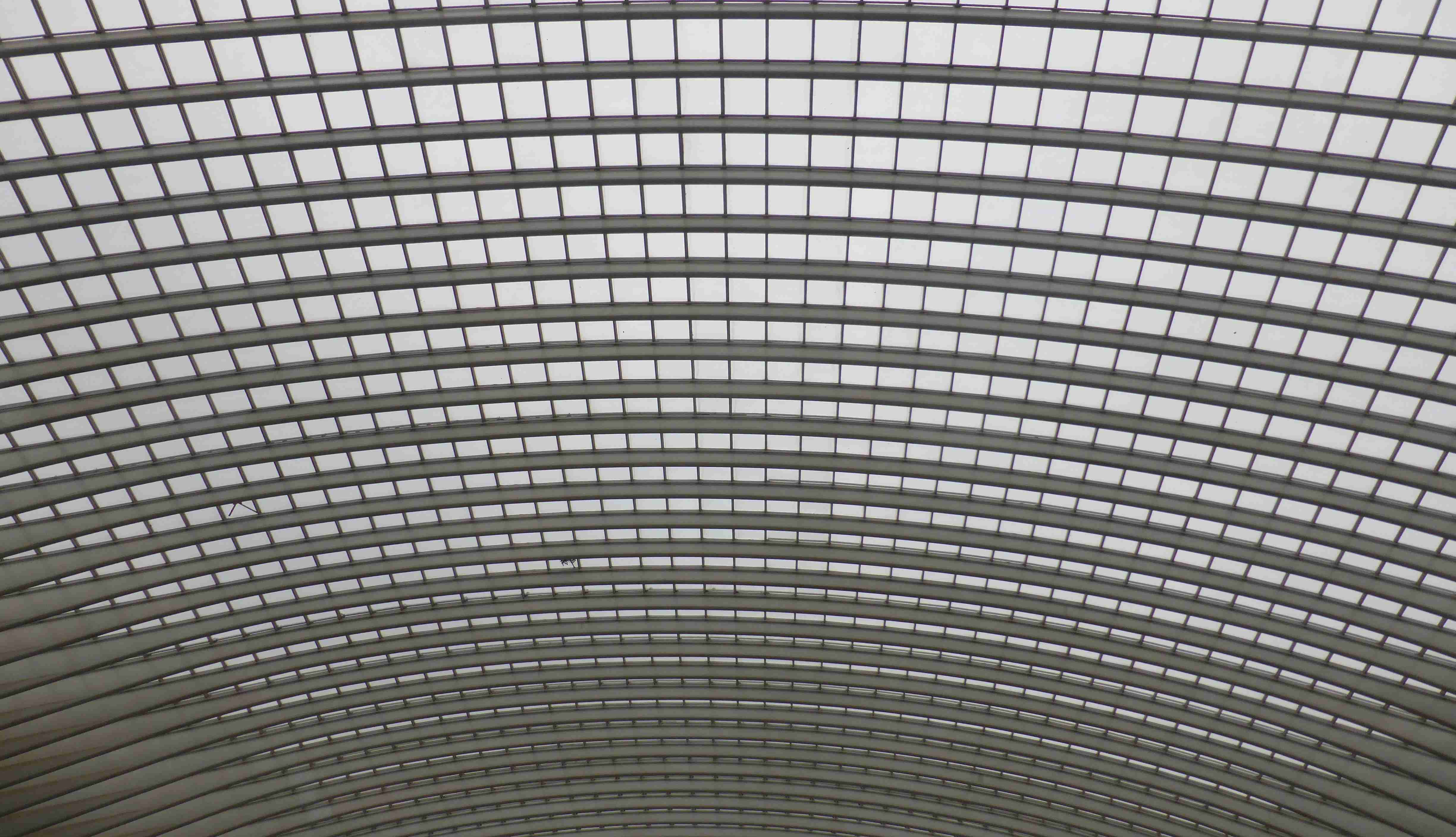 A detail of the roof, made of steel, glass and white concrete